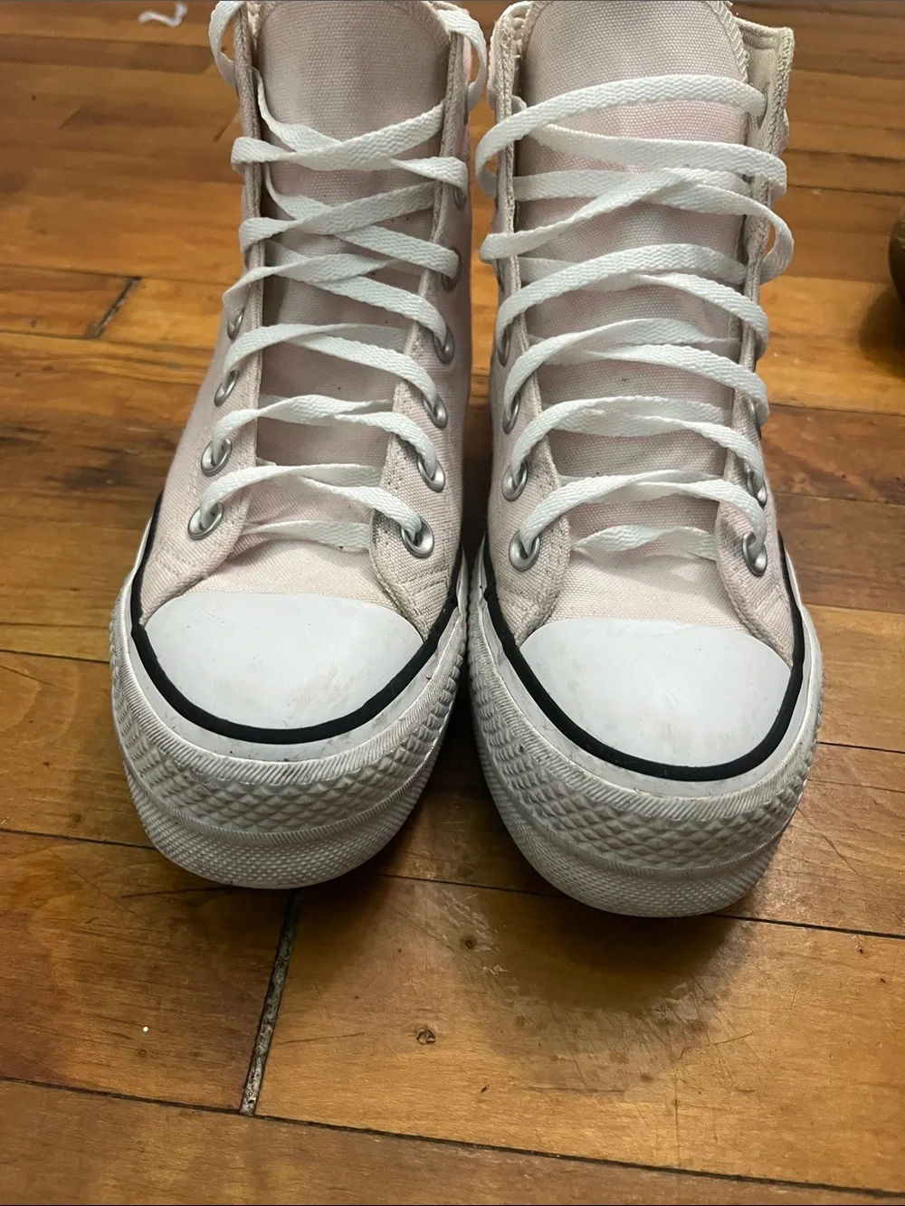 Converse chuck Taylor  High Top Platform Sneakers - Pale Pink & White - Picture 3 of 8